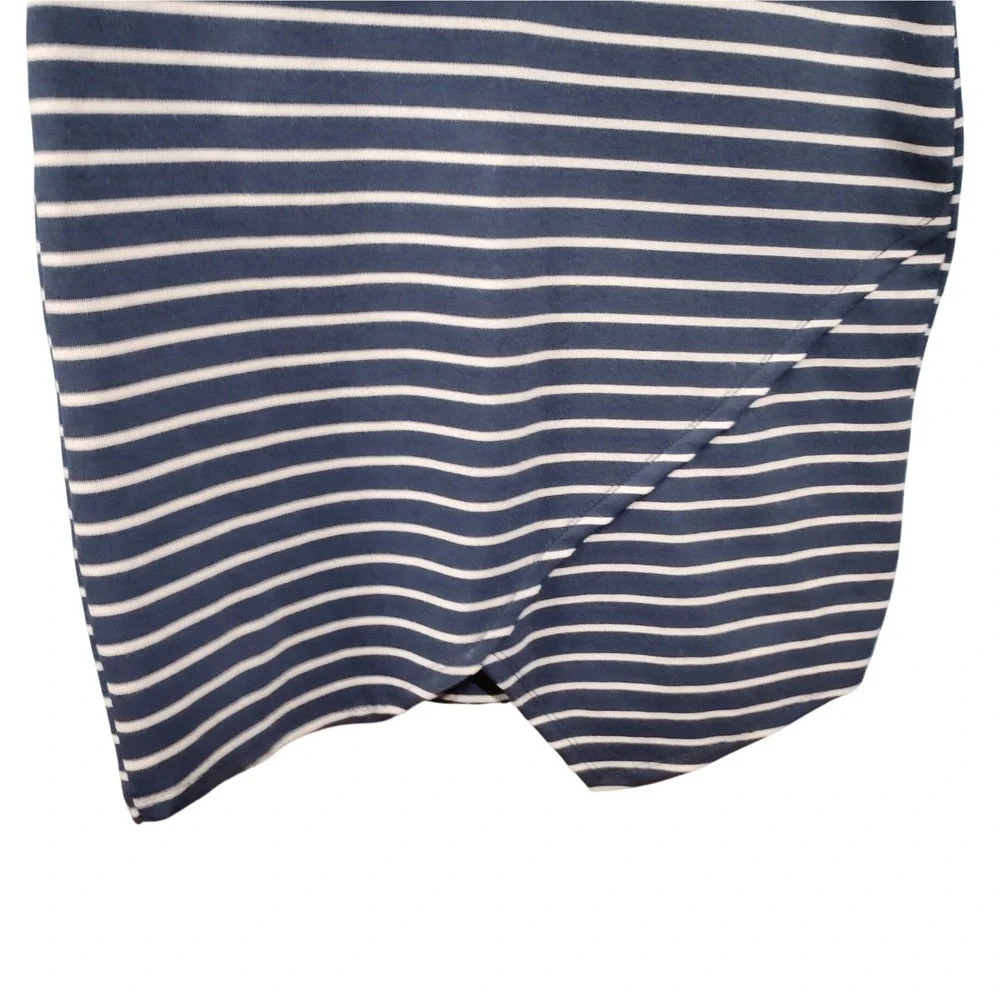 IRIS Navy White Striped Asymmetrical Hem Short Sleeve T-Shirt Dress Size XL - Picture 4 of 10